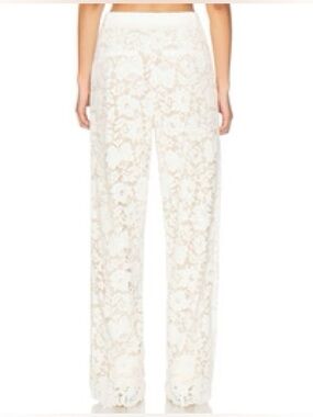 NWT Monique Leshman Women's White Lace Wide-Leg Pants Size Medium